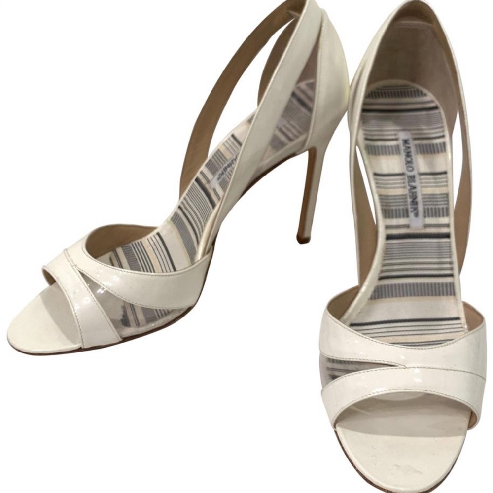 White Manolo Blahnik PVC pump